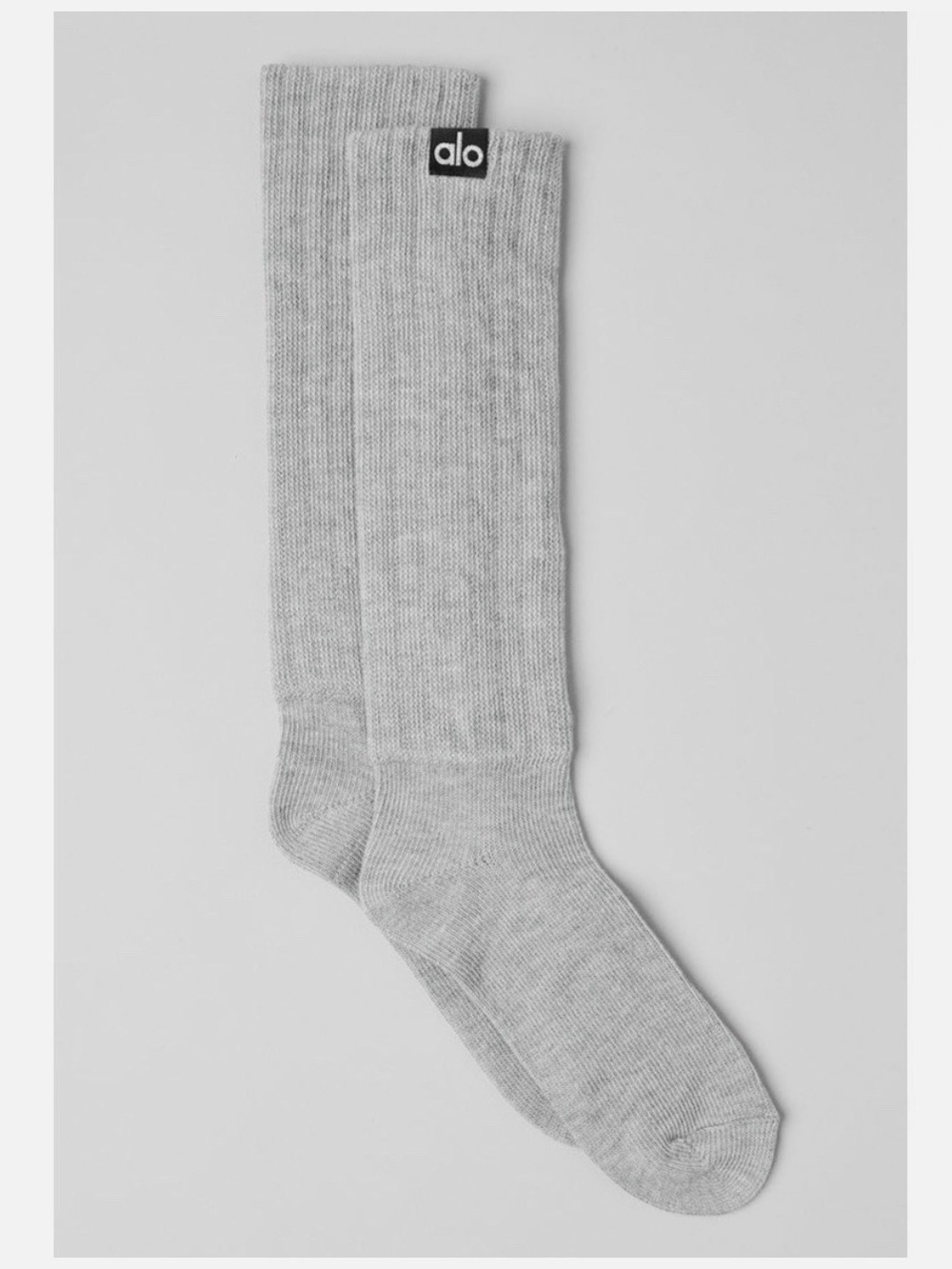 alo Unisex Crew Scrunch Socks Gray Ribbed Size M Women's 6-8.5 Men's 6-10